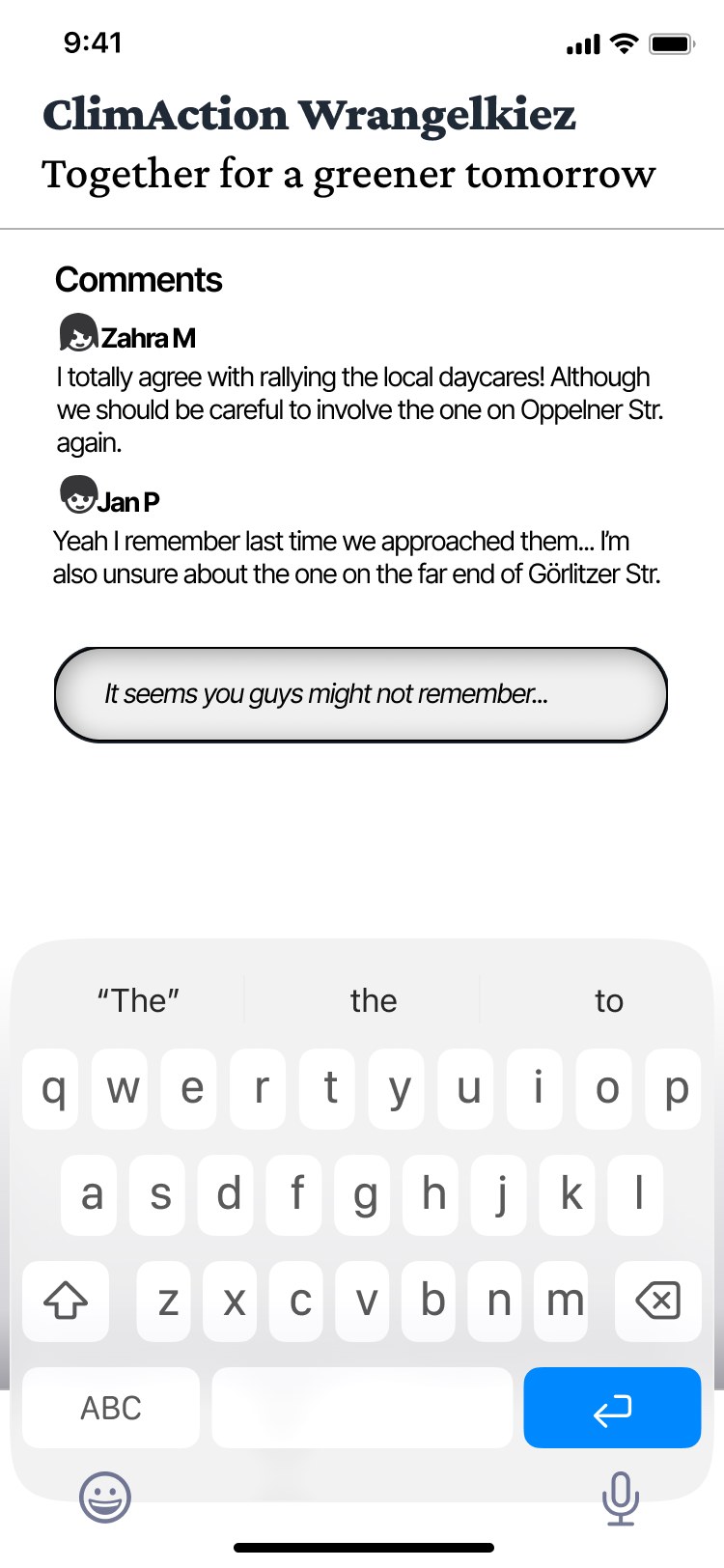 Meeting discussion with comments from named members