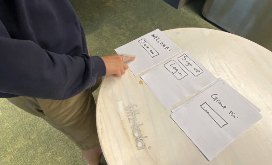 A participant testing the paper version of prototype 2