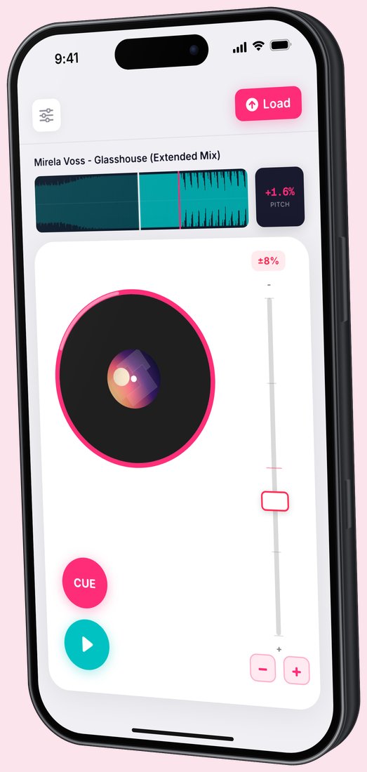 Phonidex on an iPhone, angled to the right, showing the pitch percentage